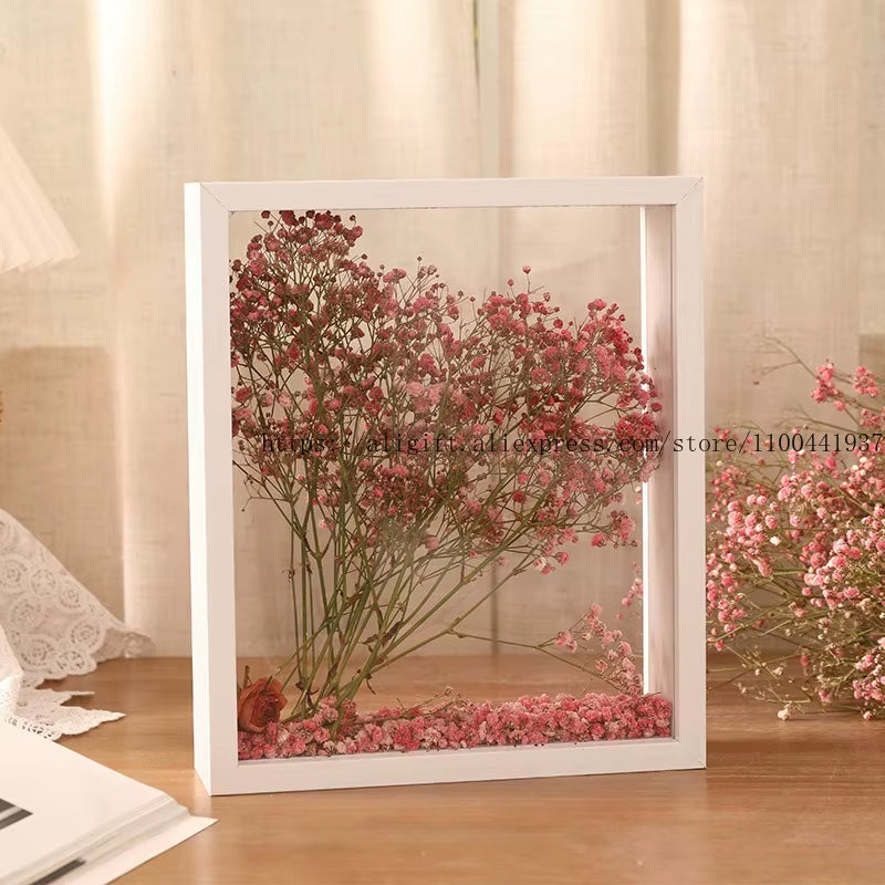 Customized DIY Handmade Dried Flower Photo Frame Eternal Flower Rose save Picture Frame Hollow Double-Sided Display