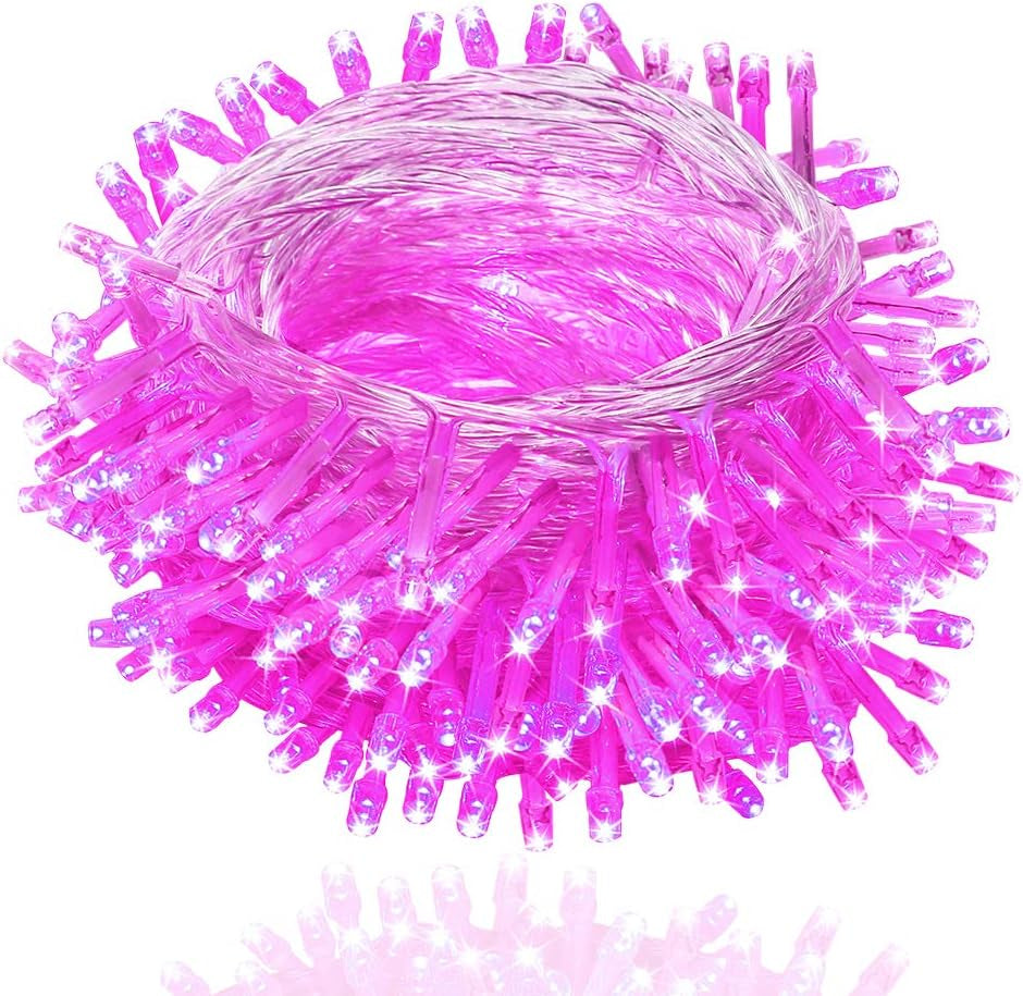 Enchanting 33Ft Pink Fairy String Lights with 100 LED Beads and Memory Modes – Perfect for Weddings, Christmas, and Outdoor Decor