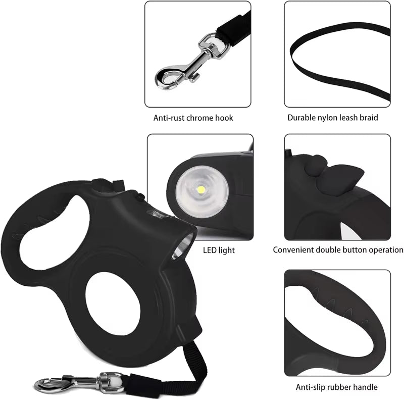 The Pet Leash Comes with a Light, Automatic Retractable, Cat Leash, Dog Leash with Light, Extended Dog Chain, Enhanced Version of the Light