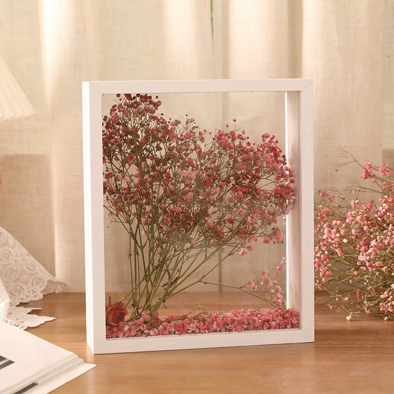 Customized DIY Handmade Dried Flower Photo Frame Eternal Flower Rose save Picture Frame Hollow Double-Sided Display