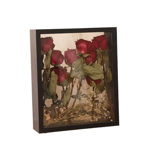 Customized DIY Handmade Dried Flower Photo Frame Eternal Flower Rose save Picture Frame Hollow Double-Sided Display